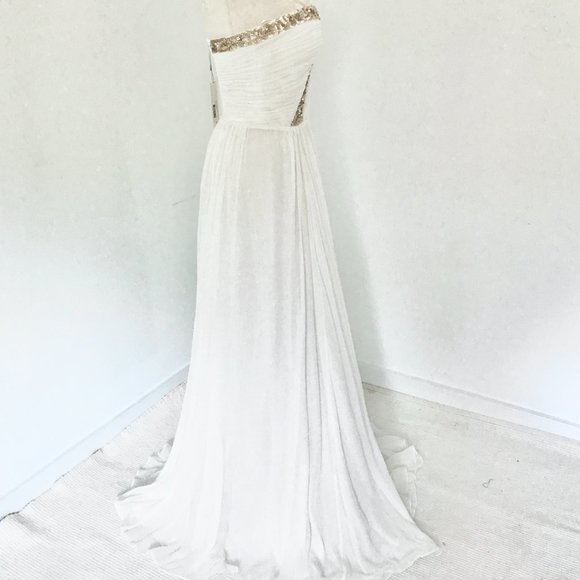 Rebecca Taylor Dress S/M Formal White Prom Wedding Hoco Debutante Maxi Long Gown - Picture 13 of 16